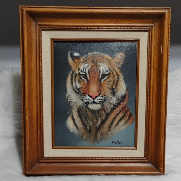 Watson Other - Vtg Oil Painting On Canvas Featuring Bengal Tiger Portrait Signed By "Watson"